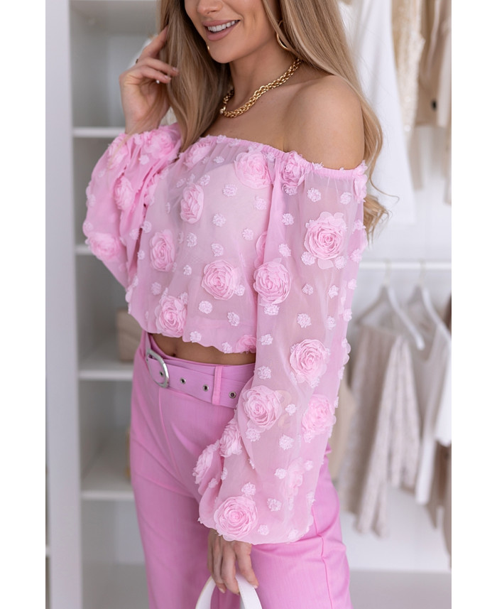 Bluzka Hiszpanka Flora Różowa