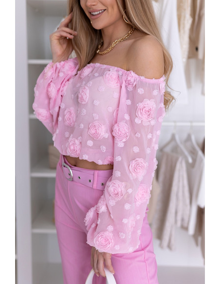 Bluzka Hiszpanka Flora Różowa