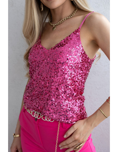 Bluzka Top Cekinki Fuksja