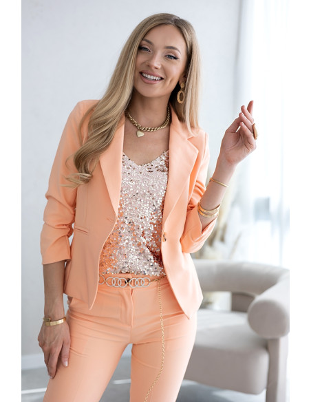 Bluzka Top Cekinki Brzoskwiniowa