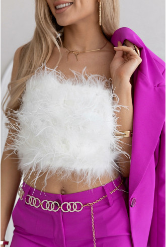 Bluzka Top Piórka Biały