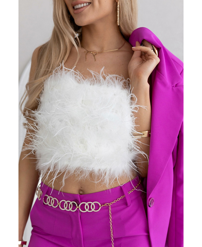 Bluzka Top Piórka Biały