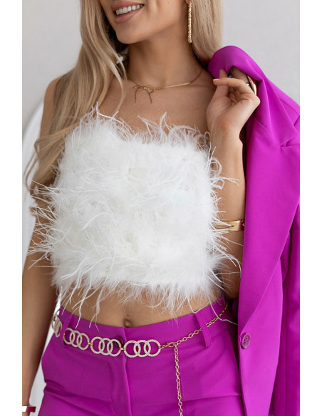 Bluzka Top Piórka Biały