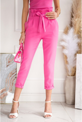 Spodnie Cygaretki Wiązane Różowe 2
