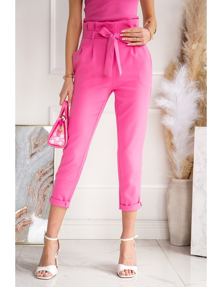 Spodnie Cygaretki Wiązane Różowe