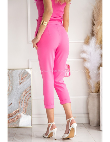 Spodnie Cygaretki Wiązane Różowe