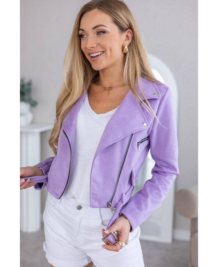 Kurtka Ramoneska Zamszowa Lila