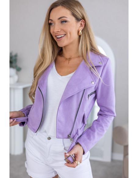 Kurtka Ramoneska Zamszowa Lila