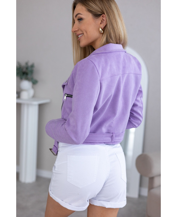 Kurtka Ramoneska Zamszowa Lila