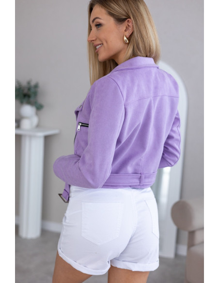 Kurtka Ramoneska Zamszowa Lila