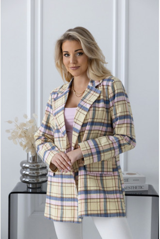 Żakiet w Kratkę Żółty