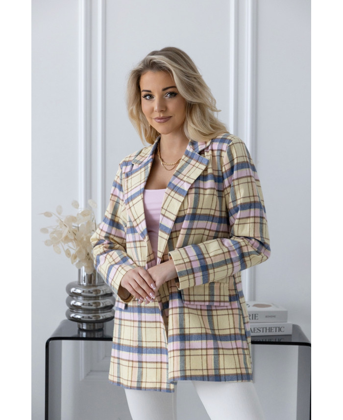 Żakiet w Kratkę Żółty