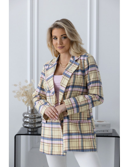 Żakiet w Kratkę Żółty