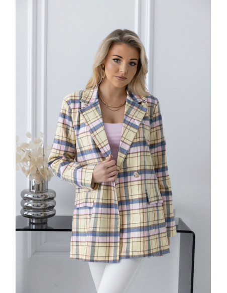 Żakiet w Kratkę Żółty