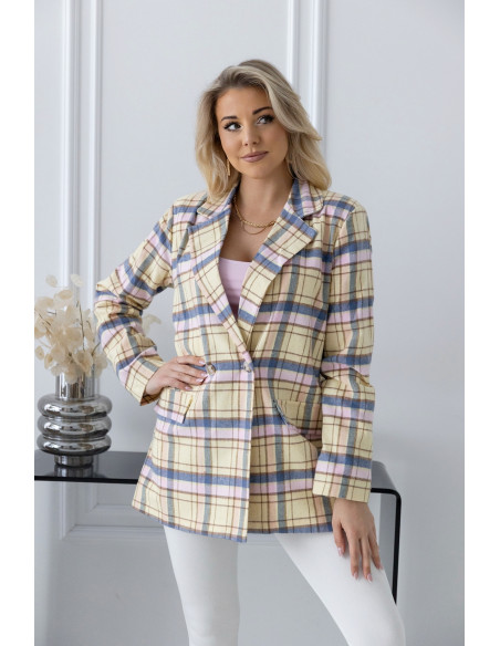 Żakiet w Kratkę Żółty