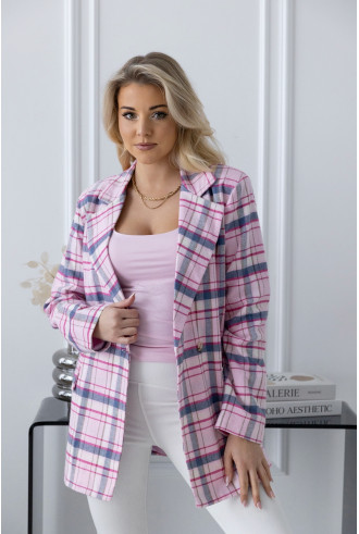 Żakiet w Kratkę Różowy 2