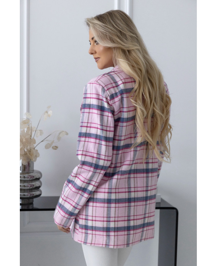 Żakiet w Kratkę Różowy