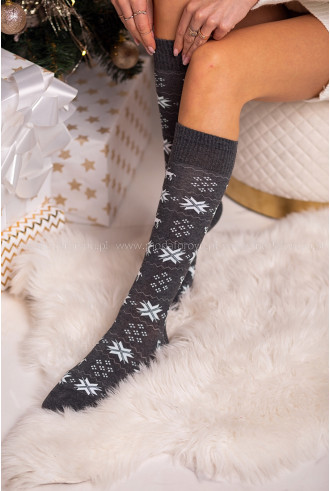 Podkolanówki Christmas Grafitowe