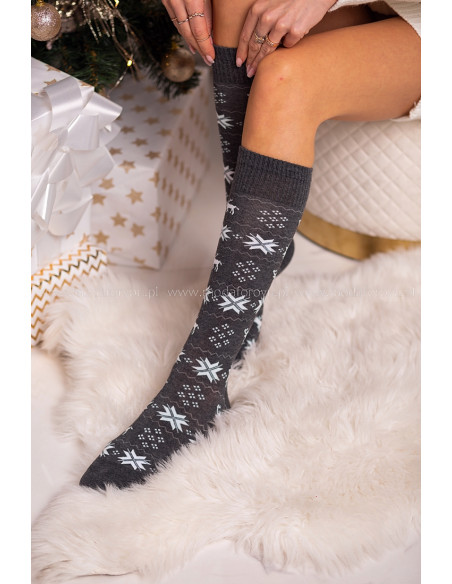 Podkolanówki Christmas Grafitowe