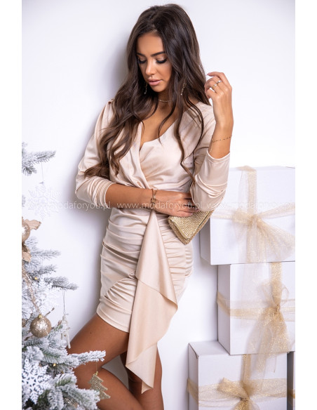 Sukienka LaBama Beżowo-Złota