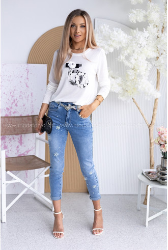 Spodnie Jeans Flower Pearl 2