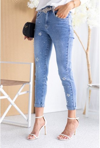 Spodnie Jeans Flower Pearl