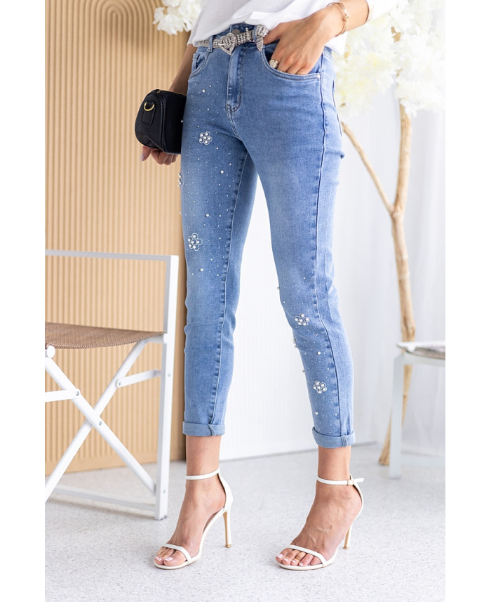 Spodnie Jeans Flower Pearl