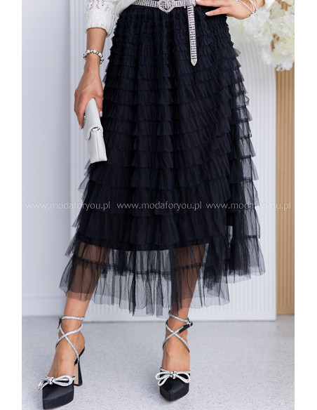 Spódnica Tiulowa Maxi Czarna