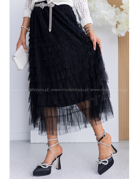 Spódnica Tiulowa Maxi Czarna