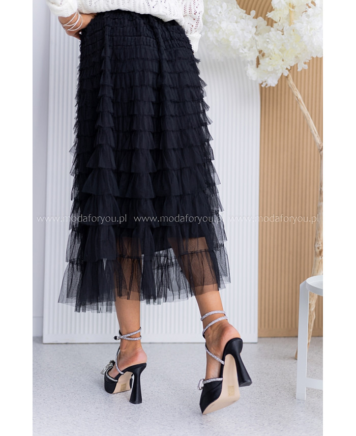 Spódnica Tiulowa Maxi Czarna