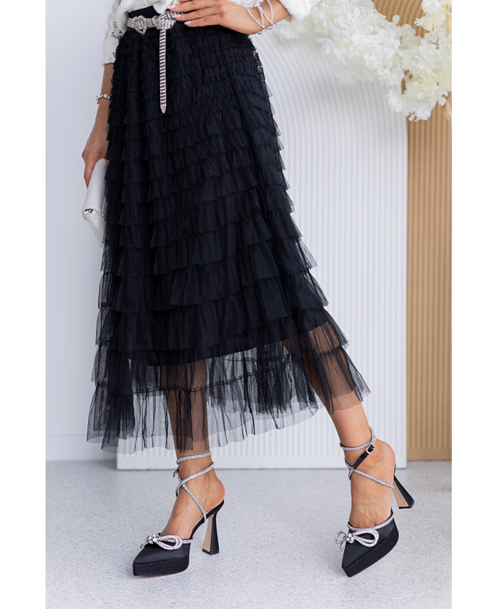 Spódnica Tiulowa Maxi Czarna