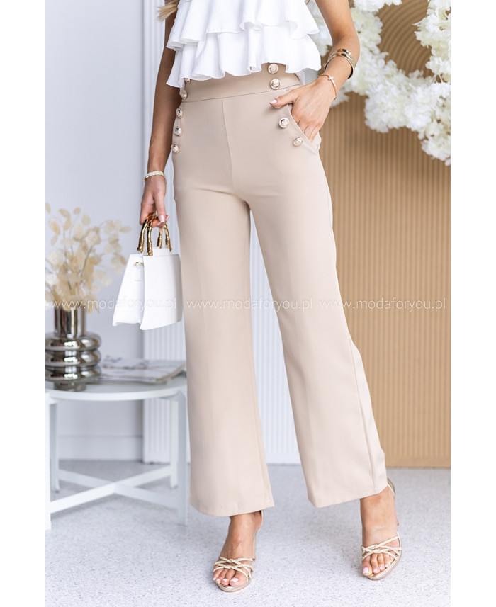 Spodnie Elle Buttoni Beżowe