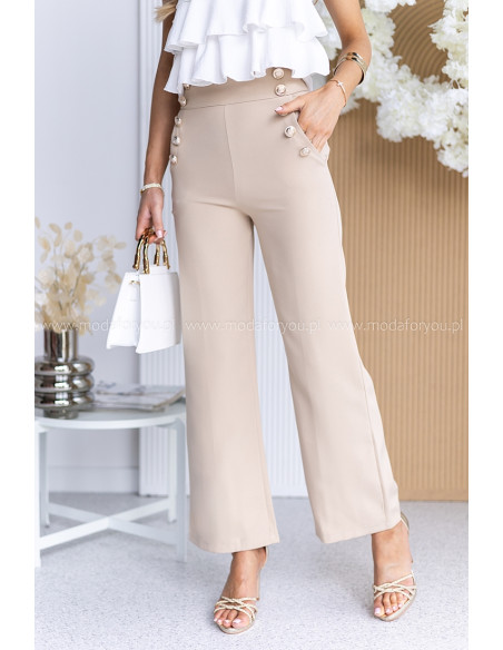 Spodnie Elle Buttoni Beżowe
