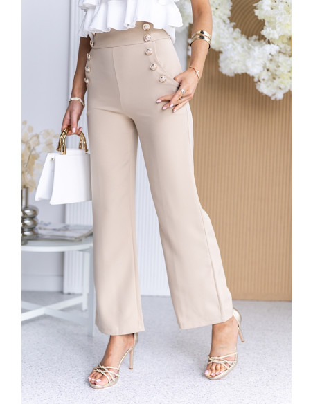 Spodnie Elle Buttoni Beżowe