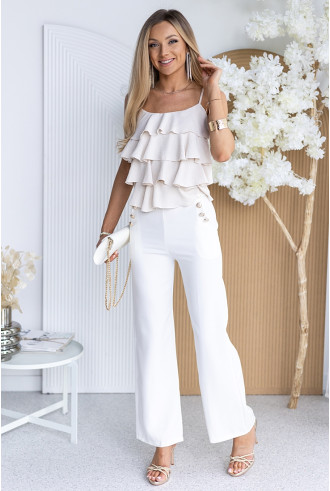 Spodnie Elle Buttoni Ekri 2