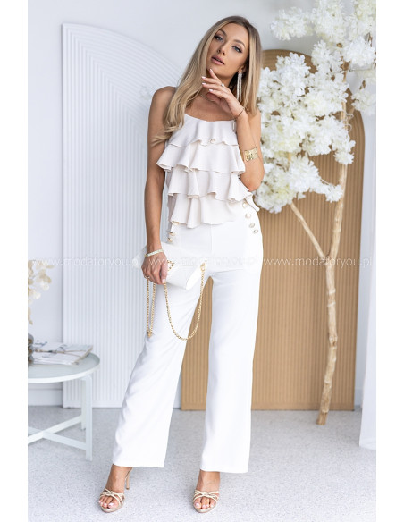 Spodnie Elle Buttoni Ekri