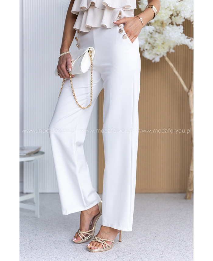 Spodnie Elle Buttoni Ekri