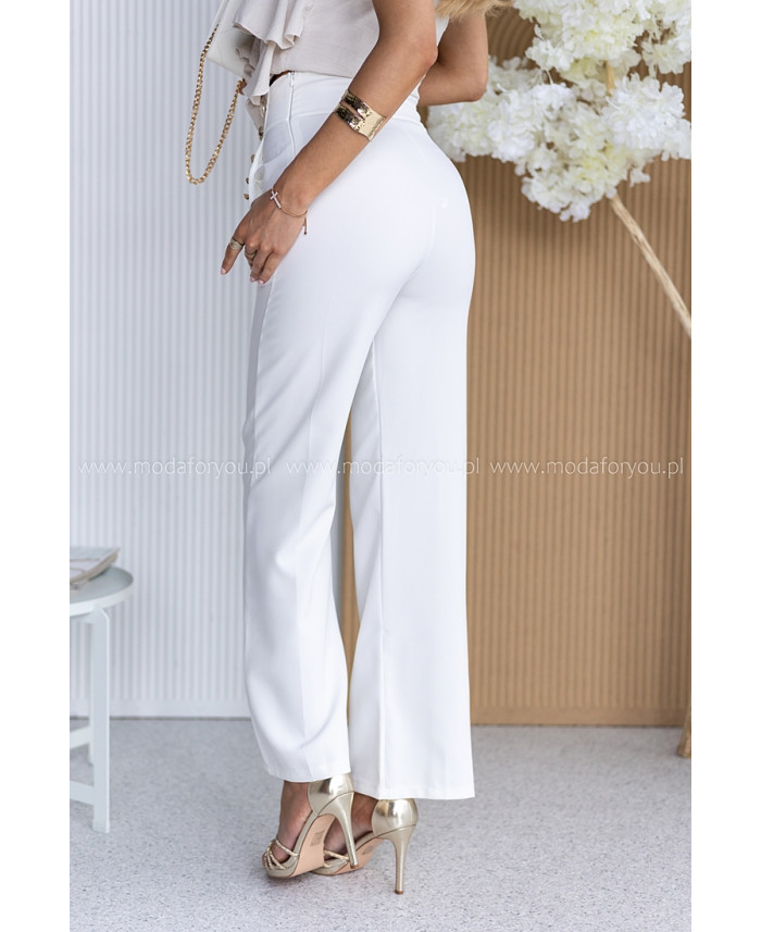 Spodnie Elle Buttoni Ekri