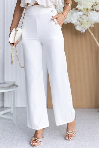 Spodnie Elle Buttoni Ekri