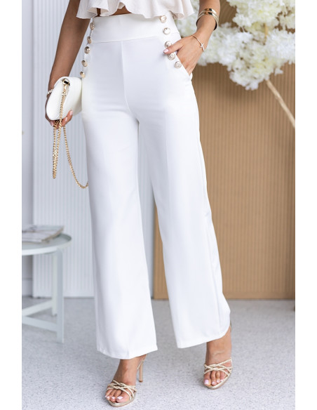 Spodnie Elle Buttoni Ekri