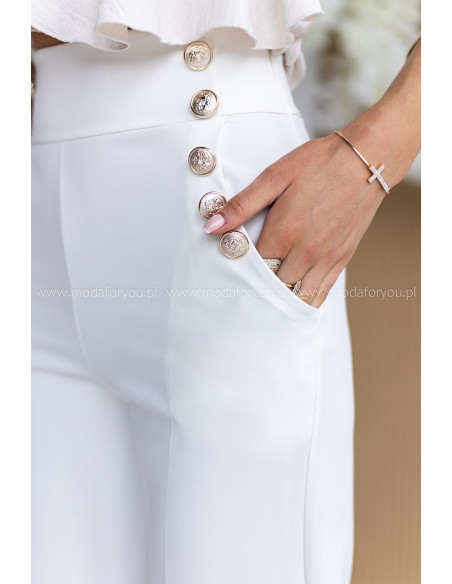 Spodnie Elle Buttoni Ekri