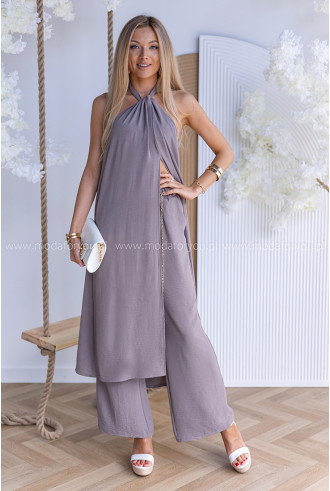 Komplet Elegancki Ana Ciemny Beż 2