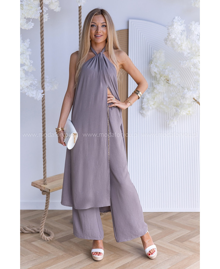 Komplet Elegancki Ana Ciemny Beż