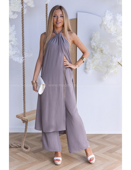 Komplet Elegancki Ana Ciemny Beż