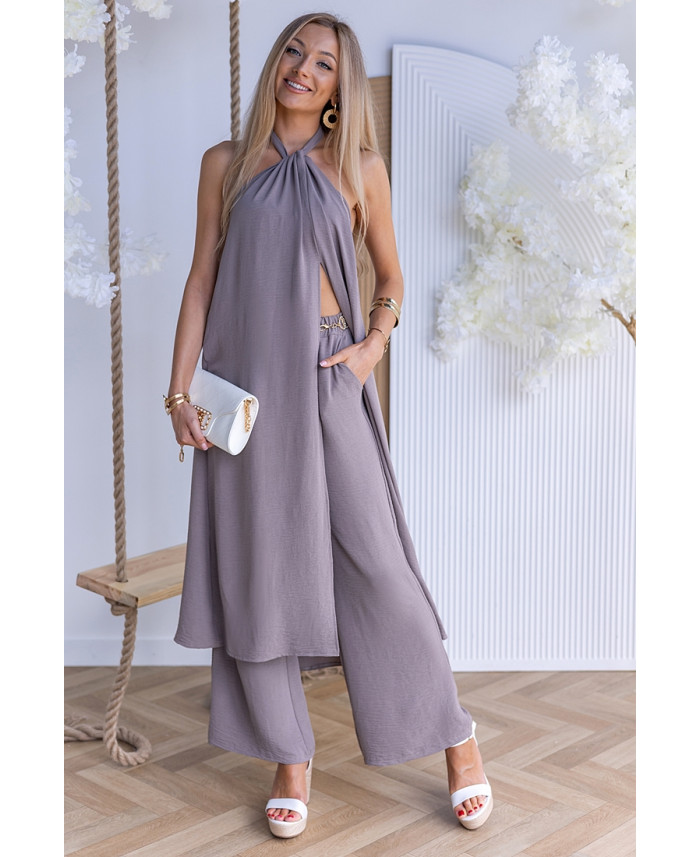 Komplet Elegancki Ana Ciemny Beż