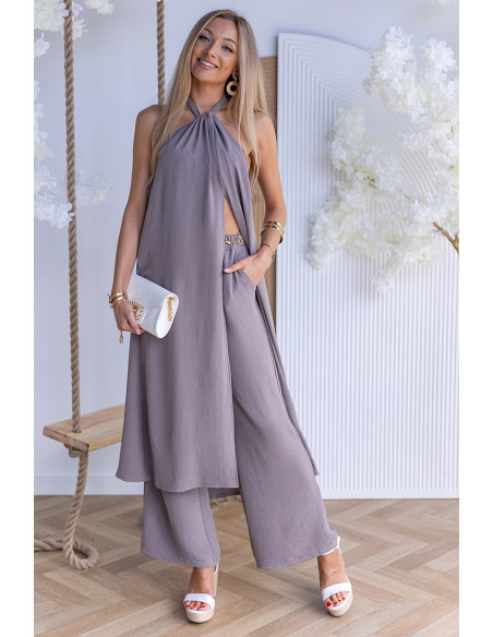 Komplet Elegancki Ana Ciemny Beż