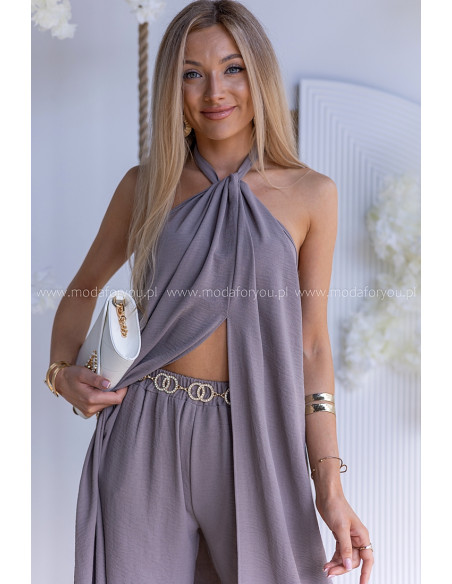 Komplet Elegancki Ana Ciemny Beż