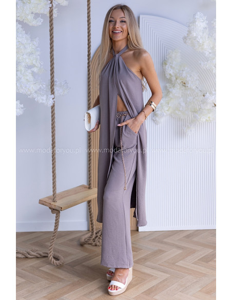 Komplet Elegancki Ana Ciemny Beż