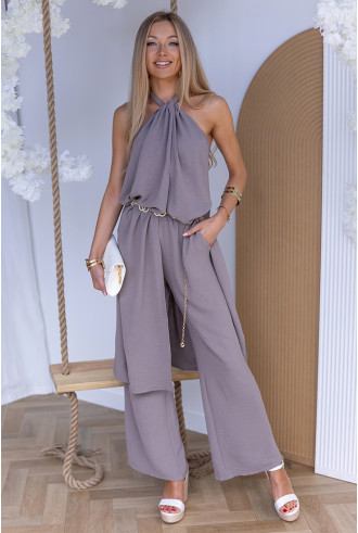 Komplet Elegancki Ana Ciemny Beż