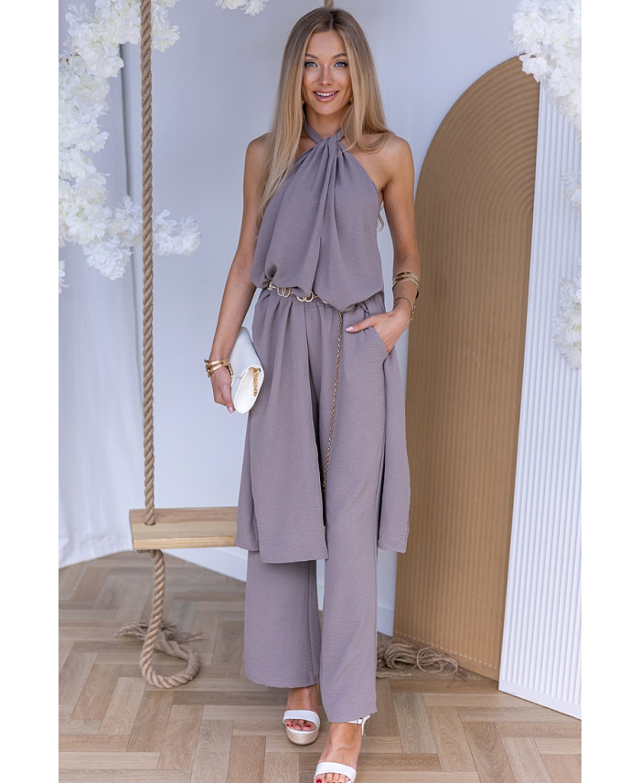 Komplet Elegancki Ana Ciemny Beż